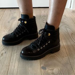 Max Mara brown croc combat boots BARELY WORN sz 39